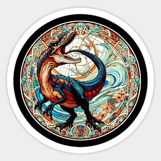 Velociraptor Dinosaur in an Art Nouveau Style Sticker